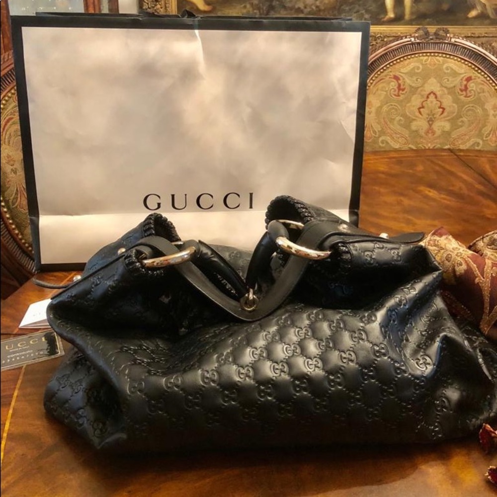 Gucci Horsebit Hobo Black Leather Shoulder…